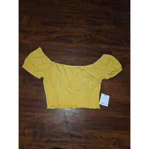 Yellow off the shoulder top blouse O'Neill size large NWT